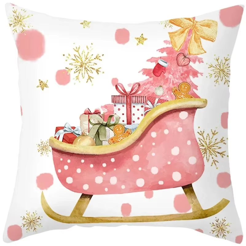 45Cm Christmas Cushion Cover Pillowcase 2025 Christmas Decorations for Home Ornament Xmas New Year Christmas Decor 2026 Noel