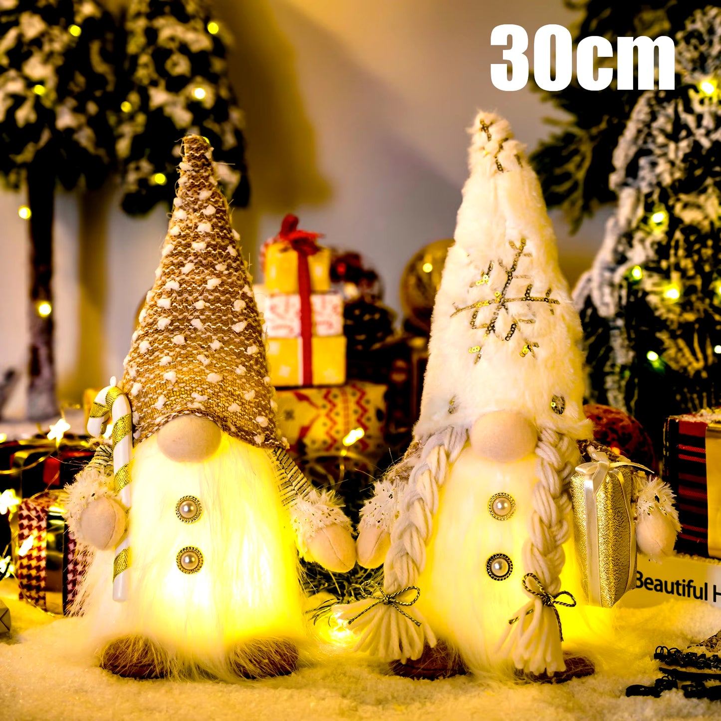 30Cm Glowing Gnome Christmas Decorations 2024 Faceless Plush Dolls Elf Home Ornaments Navidad New Year 2024 Gift