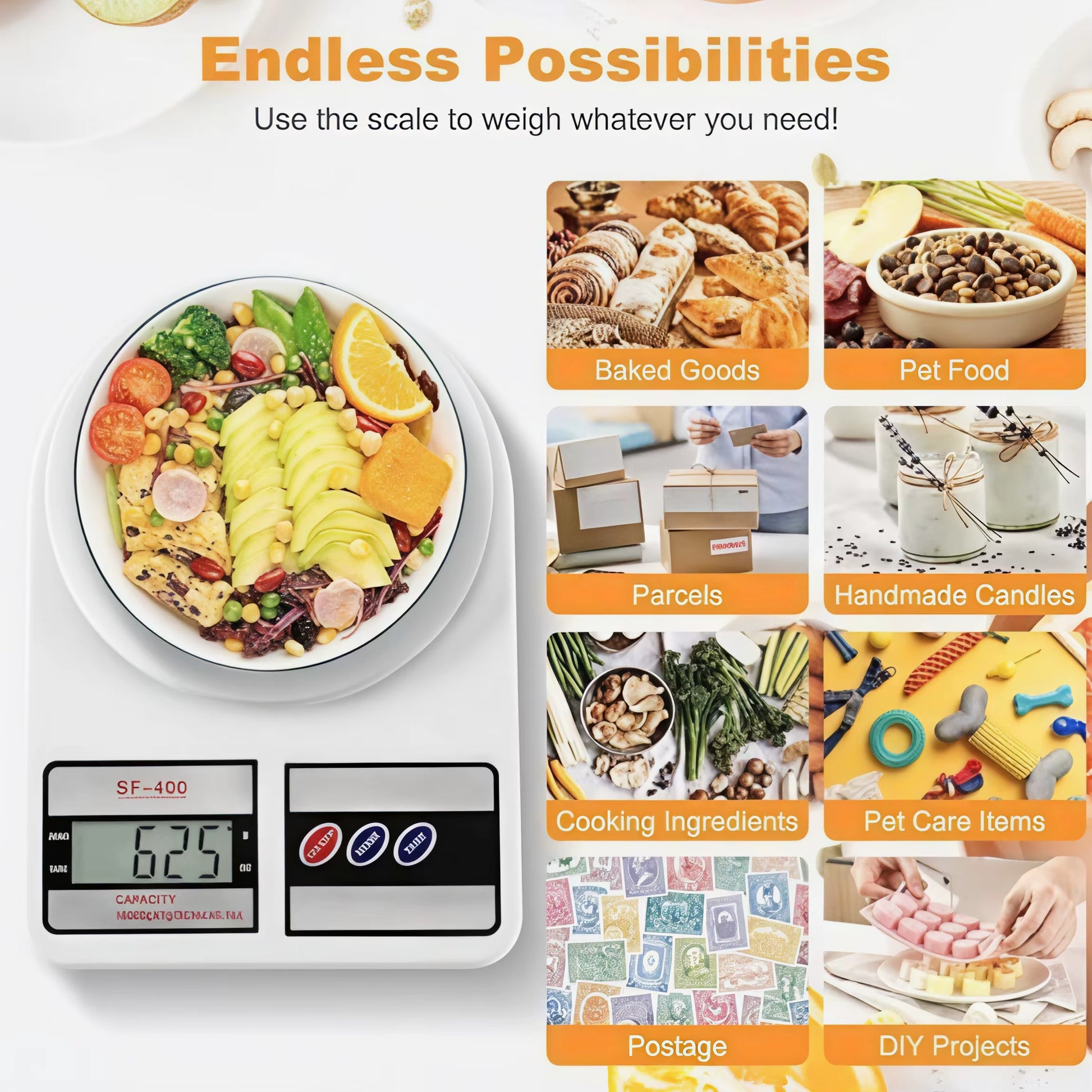 Digital Kitchen Scale 22Lb/10Kg Capacity, Stainless Steel Food Scale with Oz/G Units | Replaceable Battery Power |