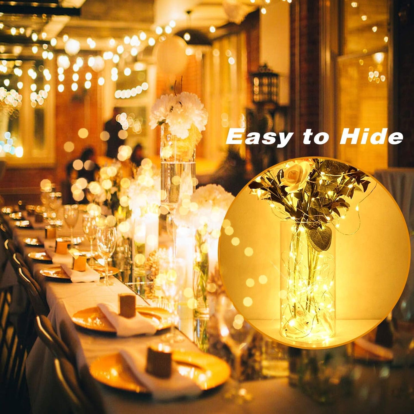 20 Pack 7.2Ft Fairy Lights Battery Operated String Lights, Mini LED Battery Powered Twinkle Leds, Waterproof Copper Wire Firefly Lights for Mason Jars, Warm White