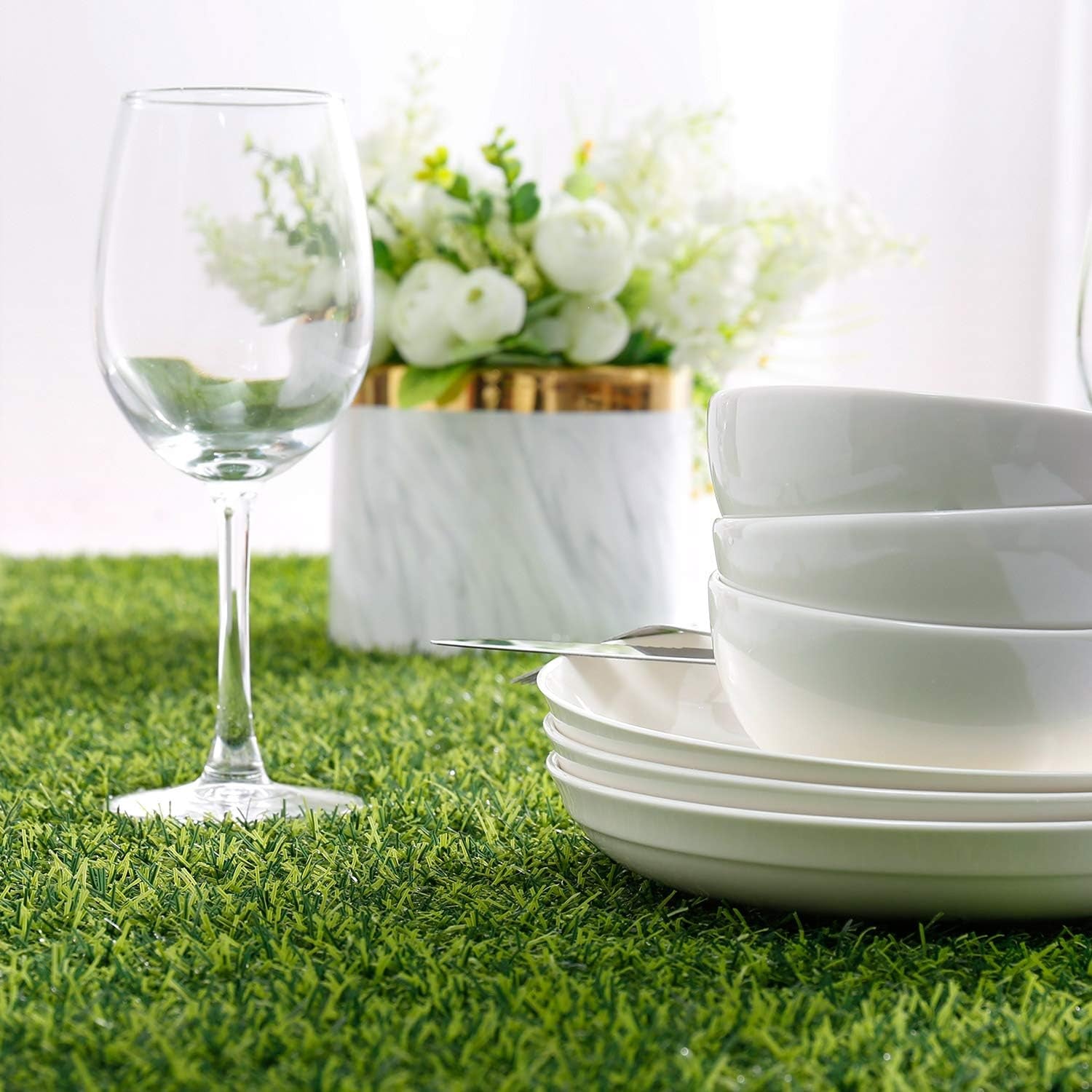 Artificial Grass Table Runners - Synthetic Grass Table Runner for Wedding Party, Birthday, Banquet, Baby Shower, Home Decorations (14 X 48 Inches)
