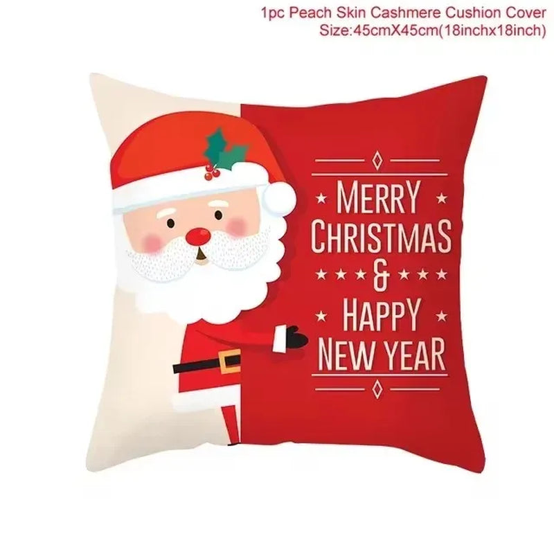 45Cm Christmas Cushion Cover Pillowcase 2025 Christmas Decorations for Home Ornament Xmas New Year Christmas Decor 2026 Noel