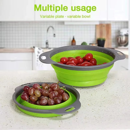 Silicone Vegetable and Fruit Cleaning and Drainage Basket Cleaning Basket Folding Water Filter Net Kitchen Gadgets