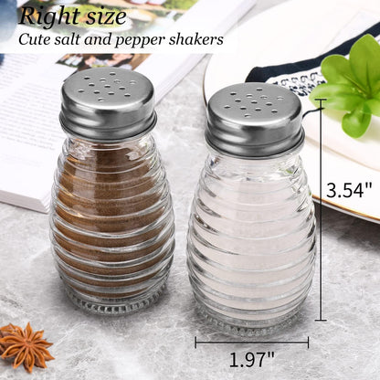 Glass Salt and Pepper Shakers Set,Oval Salt Shaker Set