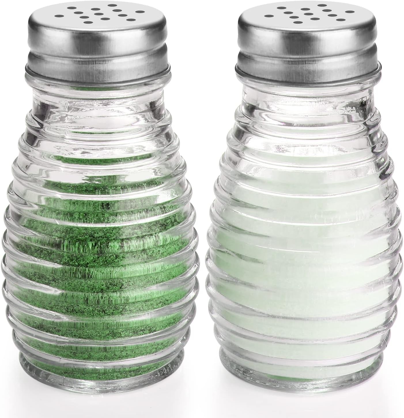 Glass Salt and Pepper Shakers Set,Oval Salt Shaker Set