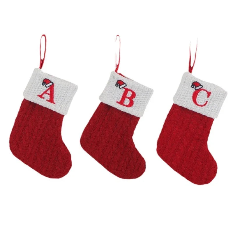 Christmas Alphabet Knitting Socks Christmas Tree Ornaments Christmas Decorations for Home 2025 Noel New Year 2026 Xmas Gift