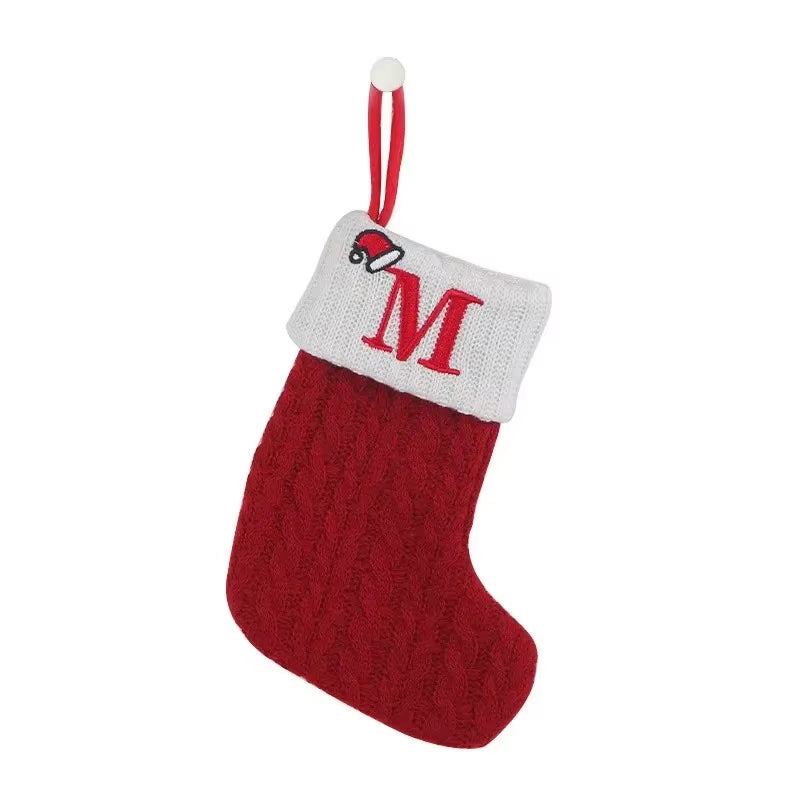 Christmas Alphabet Knitting Socks Christmas Tree Ornaments Christmas Decorations for Home 2025 Noel New Year 2026 Xmas Gift