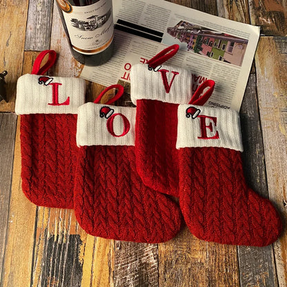 Christmas Alphabet Knitting Socks Christmas Tree Ornaments Christmas Decorations for Home 2025 Noel New Year 2026 Xmas Gift